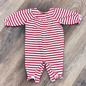 Kelly’s Kids Red White Striped One Piece Romper Christmas Holiday Outfit 3m